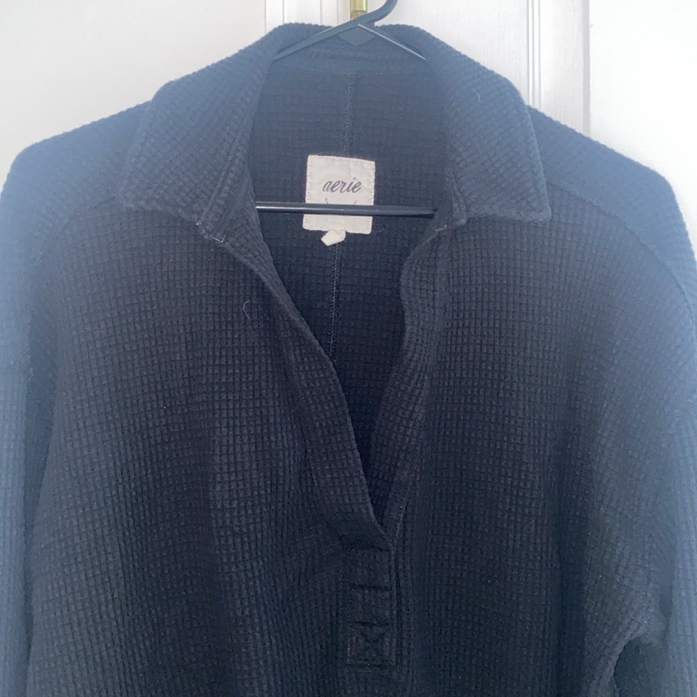 AERIE LumberJane Waffle Polo Sweatshirt